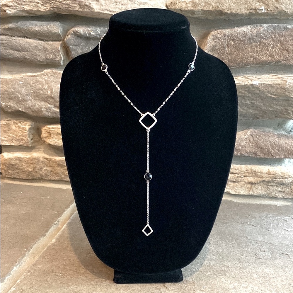 White House Black Market Black/Crystal Long Necklace